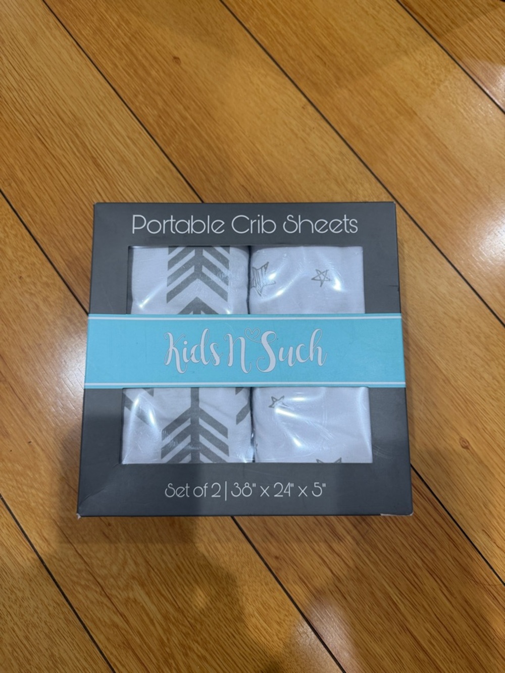 Kids N Such Portable Crib Sheets - Gray & White Set of 2
